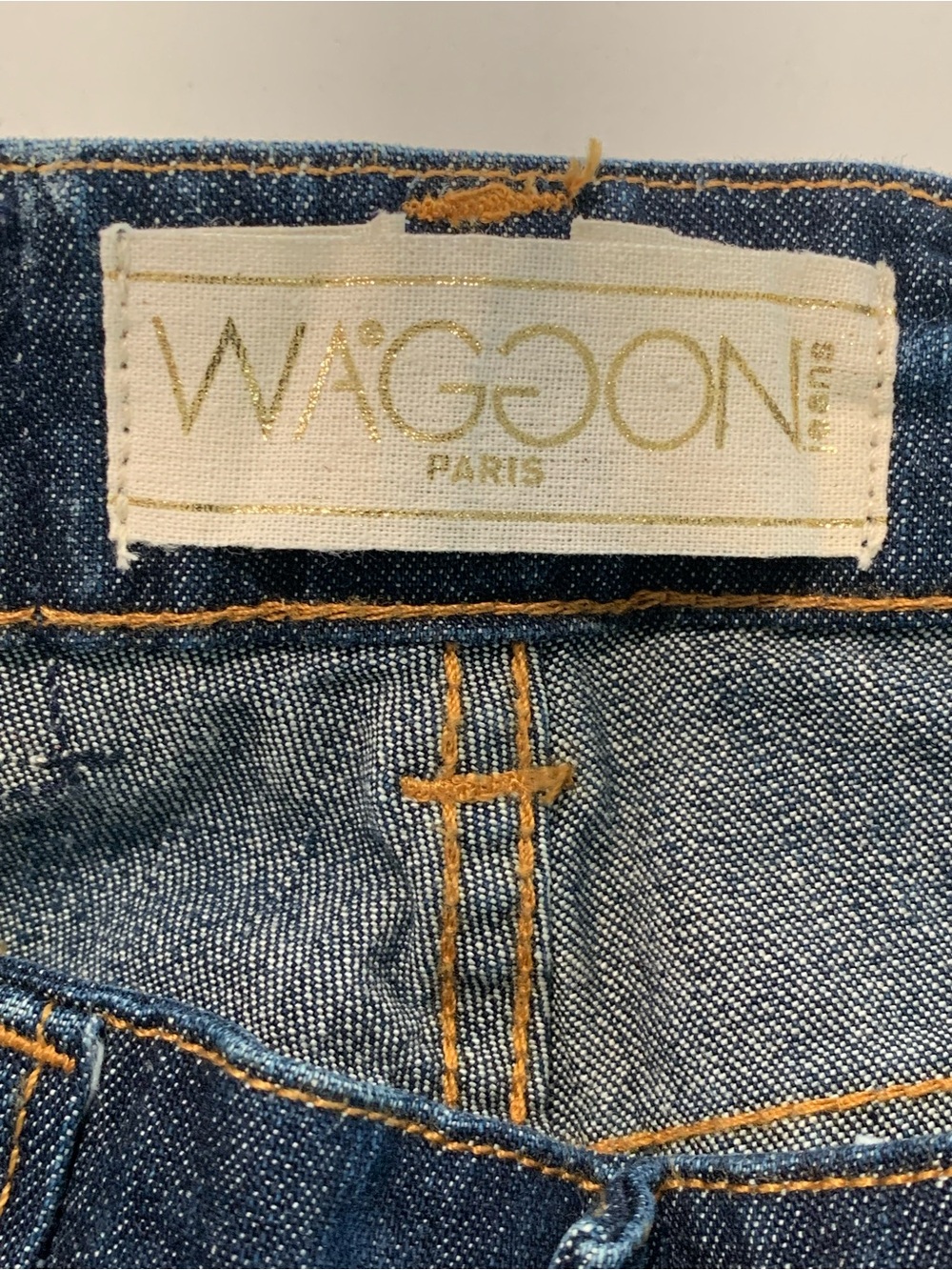 NWOT Waggon Paris Y2K Gilded Metallic Gold Paint Distressed Jeans, VTG Grunge 28 - Picture 8 of 16